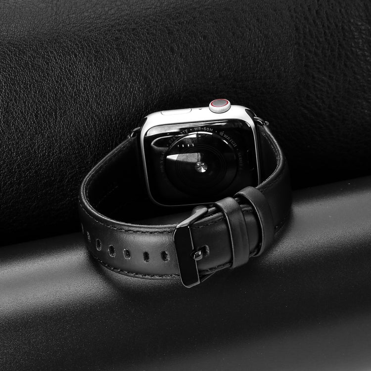 For Apple Watch SE 2023 40mm DUX DUCIS Business Genuine Leather Watch Strap(Black) - Watch Bands by DUX DUCIS | Online Shopping South Africa | PMC Jewellery | Buy Now Pay Later Mobicred