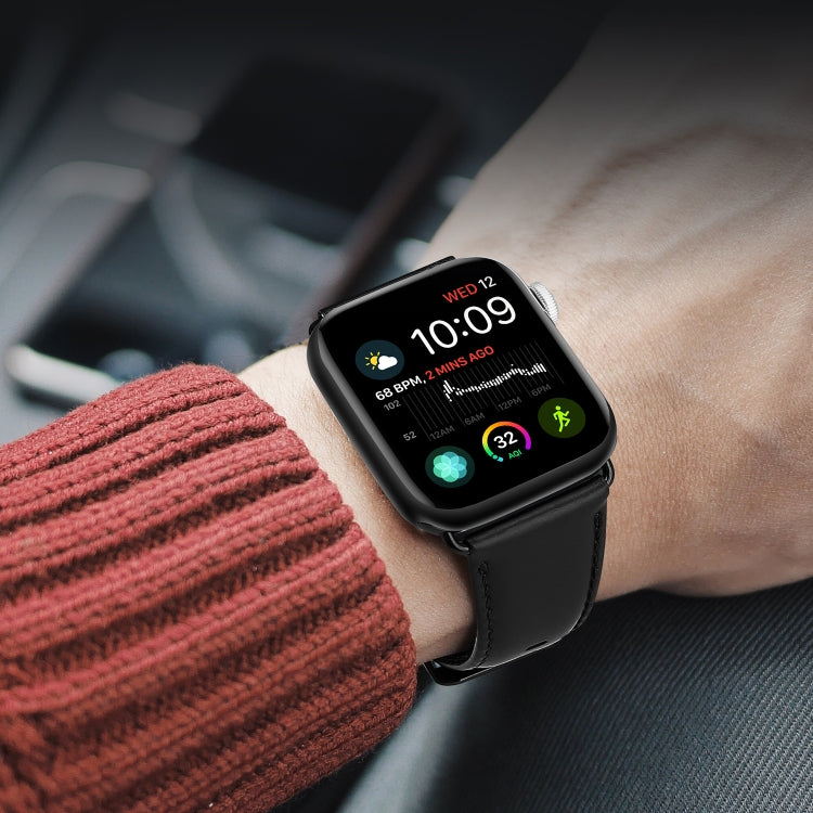 For Apple Watch SE 2023 40mm DUX DUCIS Business Genuine Leather Watch Strap(Black) - Watch Bands by DUX DUCIS | Online Shopping South Africa | PMC Jewellery | Buy Now Pay Later Mobicred