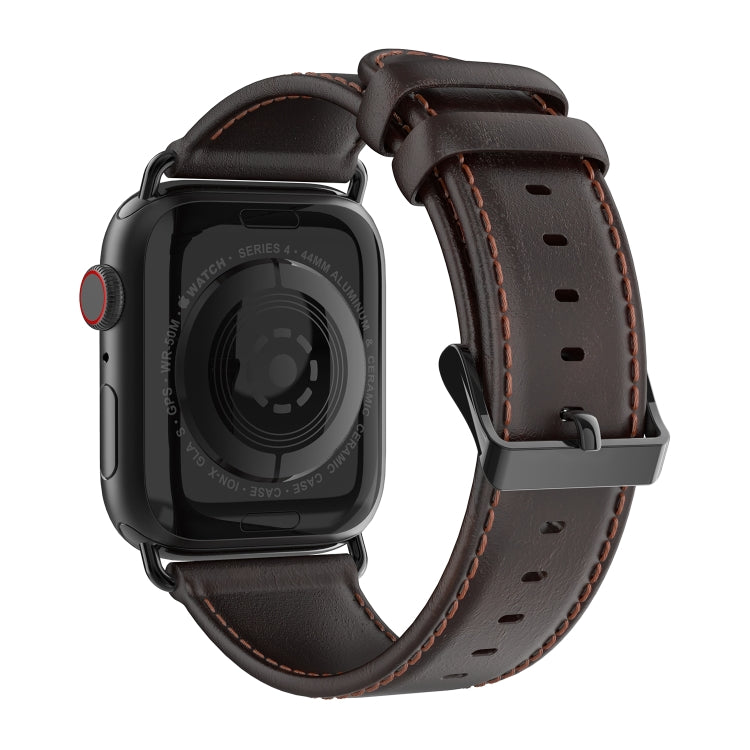 For Apple Watch Ultra 2 49mm DUX DUCIS Business Genuine Leather Watch Strap(Coffee) - Watch Bands by DUX DUCIS | Online Shopping South Africa | PMC Jewellery