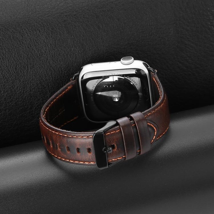 For Apple Watch Ultra 2 49mm DUX DUCIS Business Genuine Leather Watch Strap(Coffee) - Watch Bands by DUX DUCIS | Online Shopping South Africa | PMC Jewellery | Buy Now Pay Later Mobicred