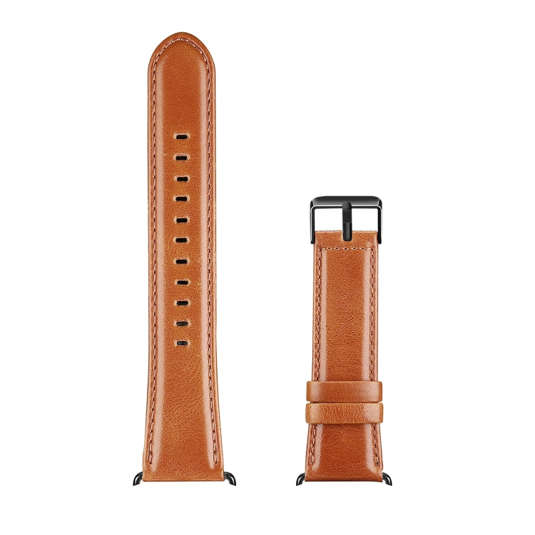 For Apple Watch SE 2022 40mm DUX DUCIS Business Genuine Leather Watch Strap(Khaki) - Watch Bands by DUX DUCIS | Online Shopping South Africa | PMC Jewellery | Buy Now Pay Later Mobicred