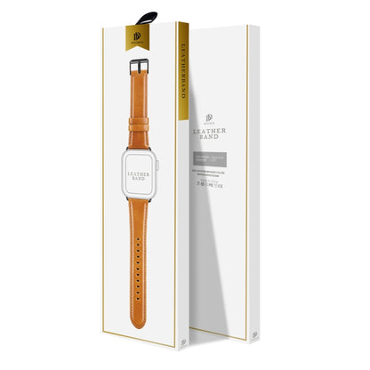 For Apple Watch SE 2022 40mm DUX DUCIS Business Genuine Leather Watch Strap(Khaki) - Watch Bands by DUX DUCIS | Online Shopping South Africa | PMC Jewellery | Buy Now Pay Later Mobicred