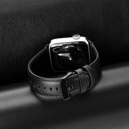 For Apple Watch 38mm DUX DUCIS Business Genuine Leather Watch Strap(Black) - Watch Bands by DUX DUCIS | Online Shopping South Africa | PMC Jewellery | Buy Now Pay Later Mobicred