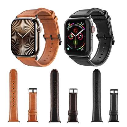 For Apple Watch 38mm DUX DUCIS Business Genuine Leather Watch Strap(Black) - Watch Bands by DUX DUCIS | Online Shopping South Africa | PMC Jewellery | Buy Now Pay Later Mobicred