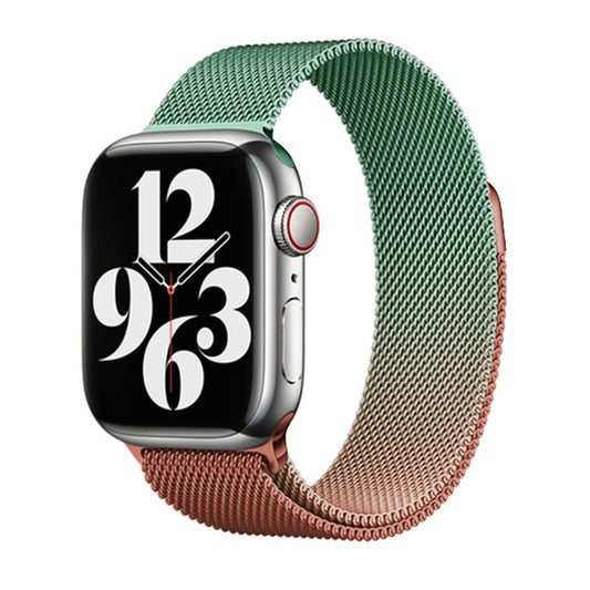 For Apple Watch Series 9 41mm Milan Gradient Loop Magnetic Buckle Watch Band(Orange Green) - Watch Bands by PMC Jewellery | Online Shopping South Africa | PMC Jewellery