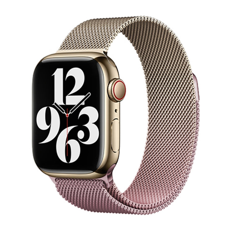 For Apple Watch Series 7 41mm Milan Gradient Loop Magnetic Buckle Watch Band(Gold Light Pink) - Watch Bands by PMC Jewellery | Online Shopping South Africa | PMC Jewellery