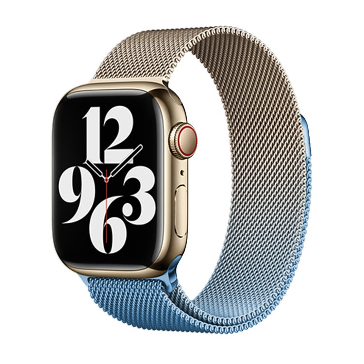 For Apple Watch Series 4 44mm Milan Gradient Loop Magnetic Buckle Watch Band(Gold Blue) - Watch Bands by PMC Jewellery | Online Shopping South Africa | PMC Jewellery