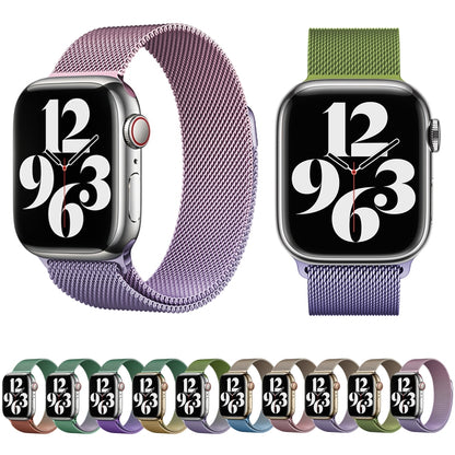 For Apple Watch Series 3 42mm Milan Gradient Loop Magnetic Buckle Watch Band(Purple Green) - Watch Bands by PMC Jewellery | Online Shopping South Africa | PMC Jewellery