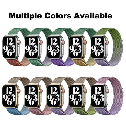 For Apple Watch Series 3 38mm Milan Gradient Loop Magnetic Buckle Watch Band(Gold Violet) - Watch Bands by PMC Jewellery | Online Shopping South Africa | PMC Jewellery