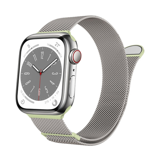 For Apple Watch Series 8 41mm Two Color Milanese Loop Magnetic Watch Band(Starlight Green) - Watch Bands by PMC Jewellery | Online Shopping South Africa | PMC Jewellery