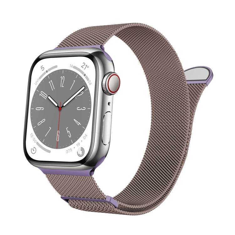 For Apple Watch Series 7 45mm Two Color Milanese Loop Magnetic Watch Band(Pink Purple) - Watch Bands by PMC Jewellery | Online Shopping South Africa | PMC Jewellery