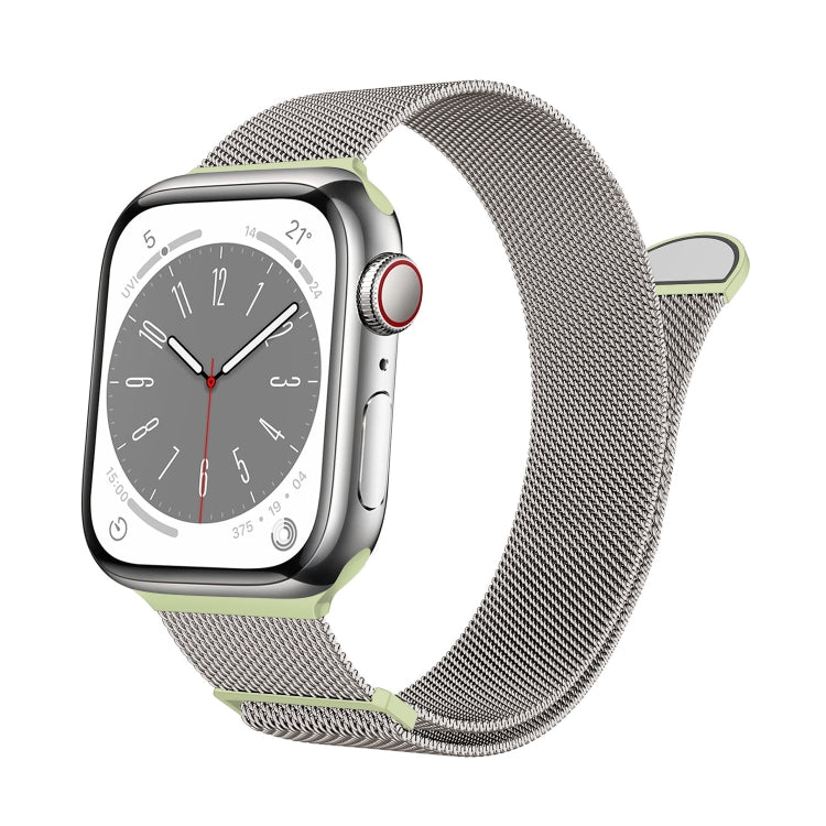 For Apple Watch Series 5 44mm Two Color Milanese Loop Magnetic Watch Band(Starlight Green) - Watch Bands by PMC Jewellery | Online Shopping South Africa | PMC Jewellery