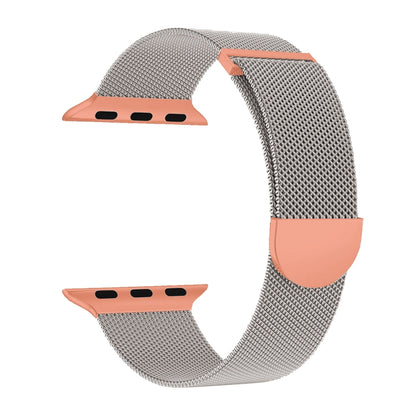 For Apple Watch 42mm Two Color Milanese Loop Magnetic Watch Band(Starlight Orange) - Watch Bands by PMC Jewellery | Online Shopping South Africa | PMC Jewellery