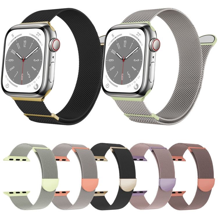 For Apple Watch Series 2 38mm Two Color Milanese Loop Magnetic Watch Band(Pink Purple) - Watch Bands by PMC Jewellery | Online Shopping South Africa | PMC Jewellery