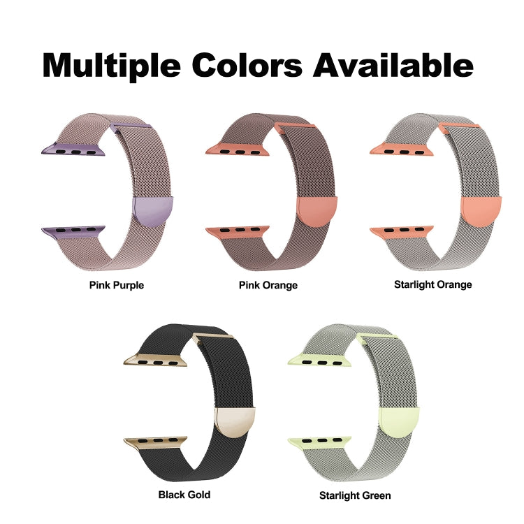 For Apple Watch Series 3 38mm Two Color Milanese Loop Magnetic Watch Band(Pink Purple) - Watch Bands by PMC Jewellery | Online Shopping South Africa | PMC Jewellery