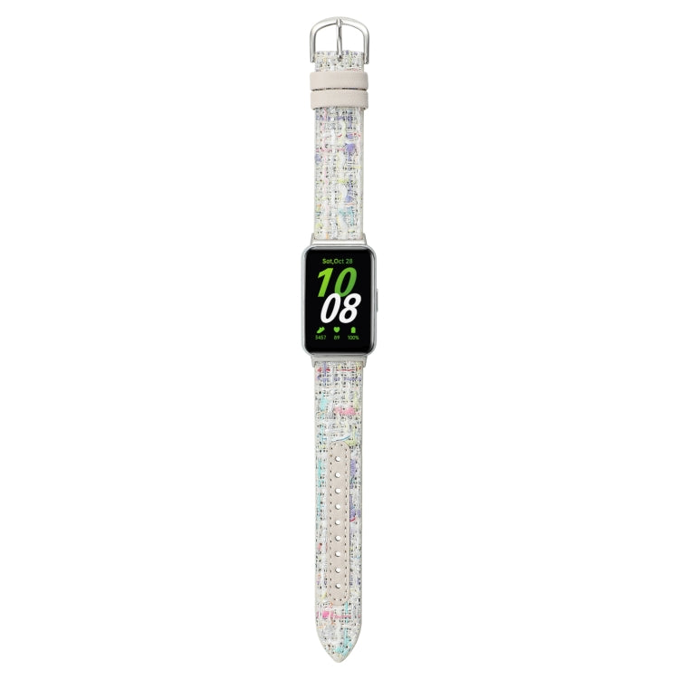 For Samsung Galaxy Fit 3 Woolen Leather Watch Band(Colorful White) - Watch Bands by PMC Jewellery | Online Shopping South Africa | PMC Jewellery