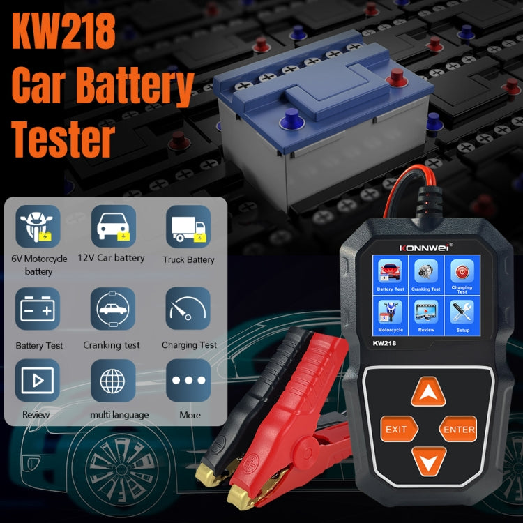 KONNWEI KW218 2.4 inch Color Screen Car Battery Tester(Black) - Code Readers & Scan Tools by KONNWEI | Online Shopping South Africa | PMC Jewellery