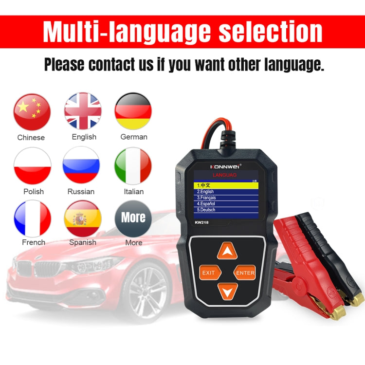 KONNWEI KW218 2.4 inch Color Screen Car Battery Tester(Black) - Code Readers & Scan Tools by KONNWEI | Online Shopping South Africa | PMC Jewellery