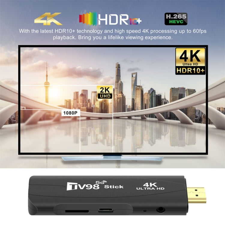 TV98 Rockchip 3228A Quad Core 4K HD Bluetooth Android TV Stick, RAM:2GB+16GB(UK Plug) - Android TV Sticks by PMC Jewellery | Online Shopping South Africa | PMC Jewellery | Buy Now Pay Later Mobicred