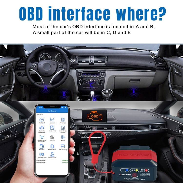 KONNWEI KW905 Bluetooth 5.0 Car OBD2 Scanner Support Android & iOS(Black) - Code Readers & Scan Tools by KONNWEI | Online Shopping South Africa | PMC TechLife | Buy Now Pay Later Mobicred