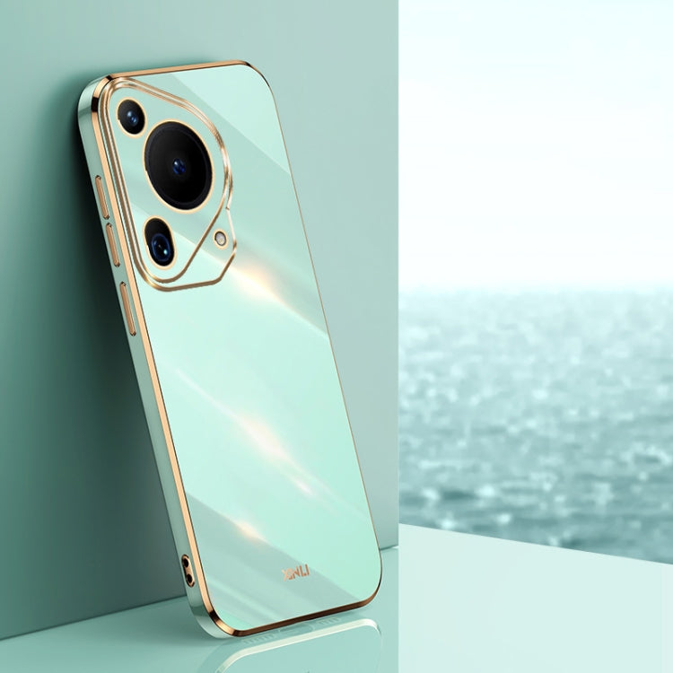 For Huawei Pura 70 Ultra XINLI Straight 6D Plating Gold Edge TPU Phone Case(Mint Green) - Huawei Cases by XINLI | Online Shopping South Africa | PMC Jewellery | Buy Now Pay Later Mobicred