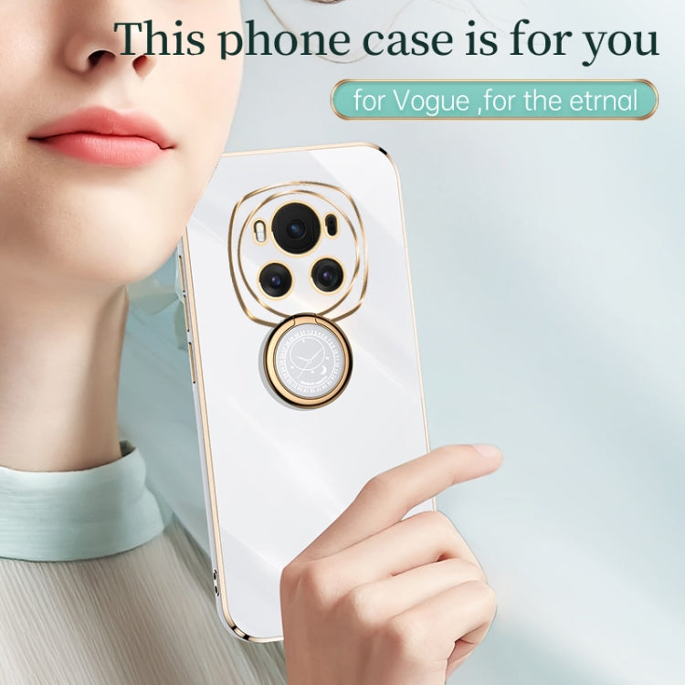 For Honor Magic6 5G XINLI Straight 6D Plating Gold Edge TPU Shockproof Case with Ring Holder(White) - Honor Cases by XINLI | Online Shopping South Africa | PMC Jewellery | Buy Now Pay Later Mobicred