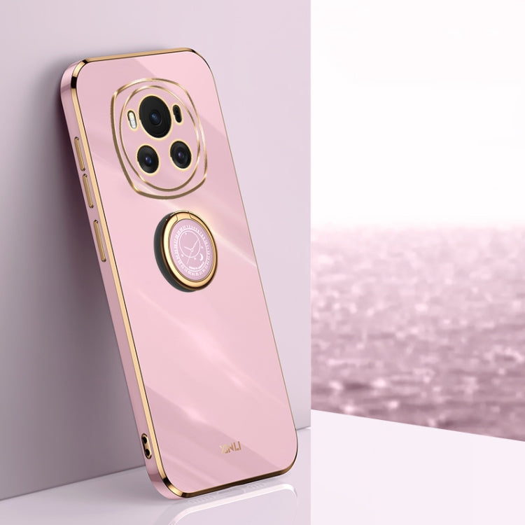 For Honor Magic6 5G XINLI Straight 6D Plating Gold Edge TPU Shockproof Case with Ring Holder(Cherry Purple) - Honor Cases by XINLI | Online Shopping South Africa | PMC Jewellery | Buy Now Pay Later Mobicred