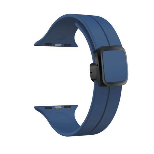 For Apple Watch SE 2023 40mm Magnetic Square Buckle Silicone Watch Band(Midnight Blue) - Watch Bands by PMC Jewellery | Online Shopping South Africa | PMC Jewellery