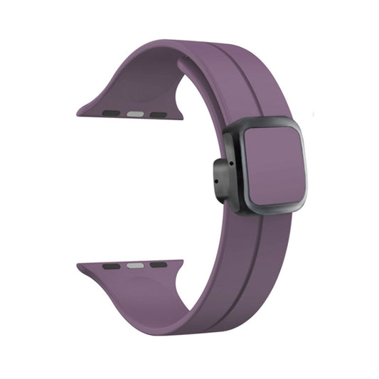 For Apple Watch Ultra 2 49mm Magnetic Square Buckle Silicone Watch Band(Fruit Purple) - Watch Bands by PMC Jewellery | Online Shopping South Africa | PMC Jewellery