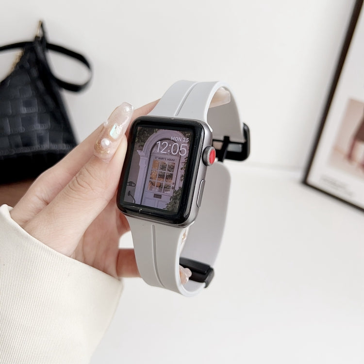 For Apple Watch Series 8 41mm Magnetic Square Buckle Silicone Watch Band(Cloud Gray) - Watch Bands by PMC Jewellery | Online Shopping South Africa | PMC Jewellery