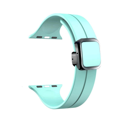 For Apple Watch SE 2022 40mm Magnetic Square Buckle Silicone Watch Band(Sapphire Blue) - Watch Bands by PMC Jewellery | Online Shopping South Africa | PMC Jewellery