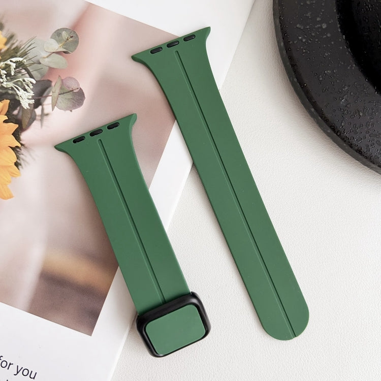 For Apple Watch SE 2022 40mm Magnetic Square Buckle Silicone Watch Band(Alfalfa) - Watch Bands by PMC Jewellery | Online Shopping South Africa | PMC Jewellery