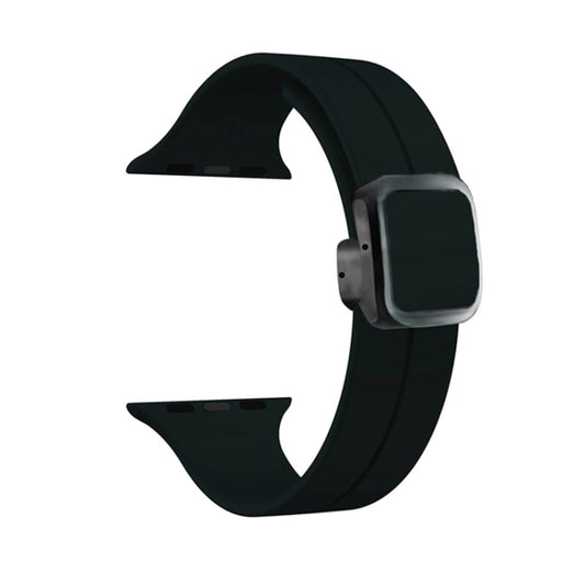 For Apple Watch Series 7 41mm Magnetic Square Buckle Silicone Watch Band(Black) - Watch Bands by PMC Jewellery | Online Shopping South Africa | PMC Jewellery