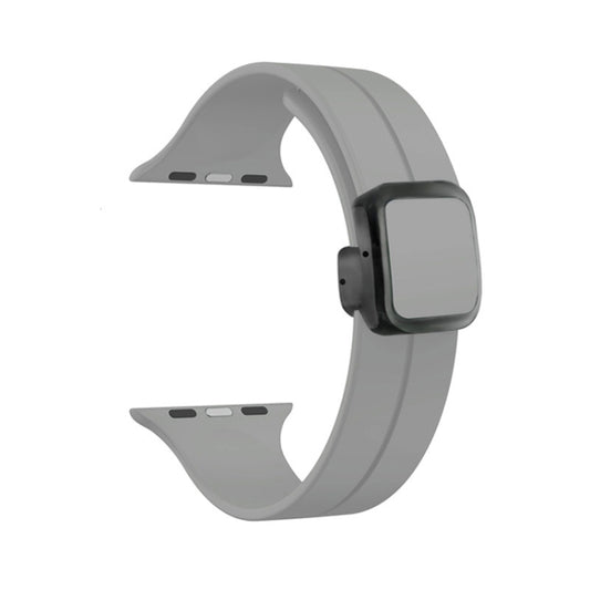 For Apple Watch Series 7 41mm Magnetic Square Buckle Silicone Watch Band(Cloud Gray) - Watch Bands by PMC Jewellery | Online Shopping South Africa | PMC Jewellery