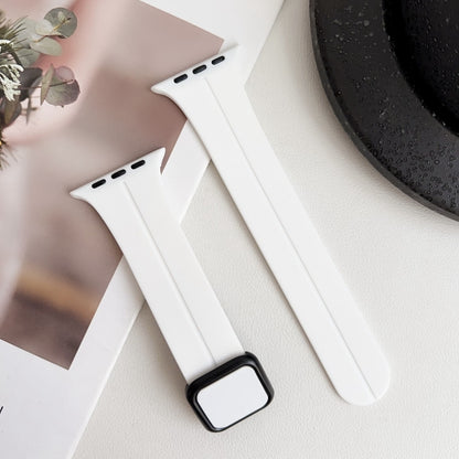 For Apple Watch Series 7 45mm Magnetic Square Buckle Silicone Watch Band(White) - Watch Bands by PMC Jewellery | Online Shopping South Africa | PMC Jewellery