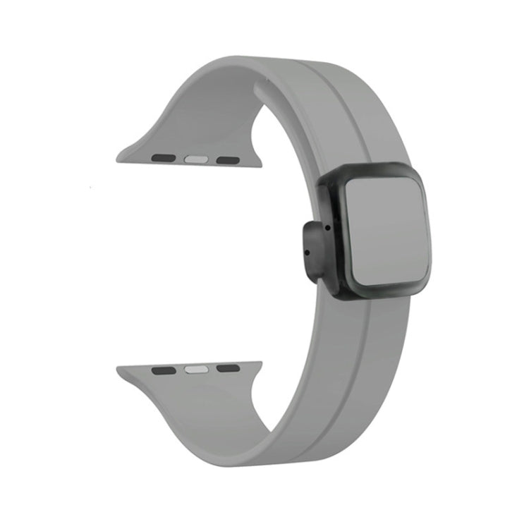 For Apple Watch Series 4 44mm Magnetic Square Buckle Silicone Watch Band(Cloud Gray) - Watch Bands by PMC Jewellery | Online Shopping South Africa | PMC Jewellery