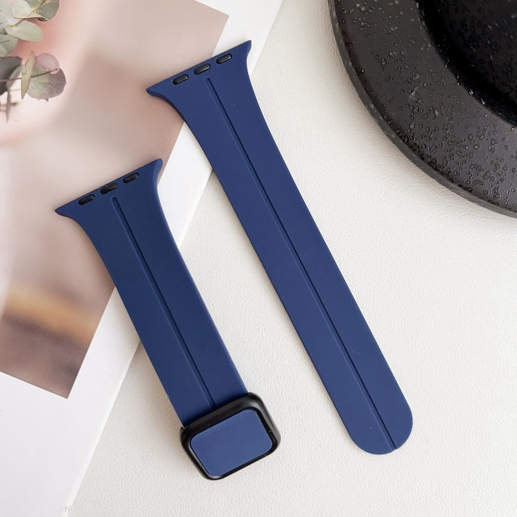 For Apple Watch Series 4 40mm Magnetic Square Buckle Silicone Watch Band(Midnight Blue) - Watch Bands by PMC Jewellery | Online Shopping South Africa | PMC Jewellery