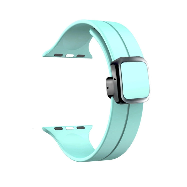 For Apple Watch Series 3 38mm Magnetic Square Buckle Silicone Watch Band(Sapphire Blue) - Watch Bands by PMC Jewellery | Online Shopping South Africa | PMC Jewellery