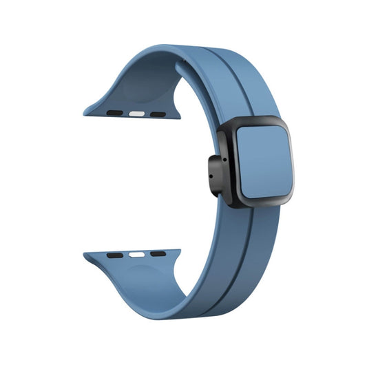 For Apple Watch Series 3 38mm Magnetic Square Buckle Silicone Watch Band(Blue) - Watch Bands by PMC Jewellery | Online Shopping South Africa | PMC Jewellery