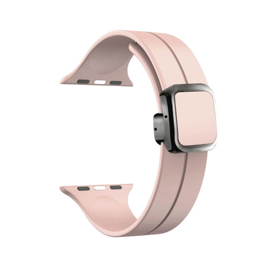 For Apple Watch Series 2 42mm Magnetic Square Buckle Silicone Watch Band(Sand Pink) - Watch Bands by PMC Jewellery | Online Shopping South Africa | PMC Jewellery