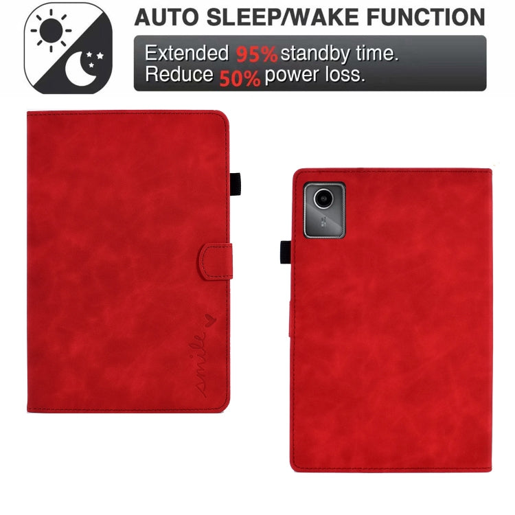 For Lenovo Tab M11 / Xiaoxin Pad 11 2024 Smile Embossed Smart Leather Tablet Case(Red) - Lenovo by PMC Jewellery | Online Shopping South Africa | PMC Jewellery | Buy Now Pay Later Mobicred