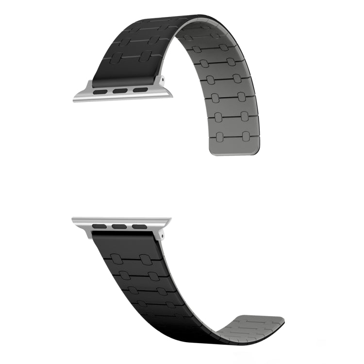 For Apple Watch Series 9 41mm Two Color Loop Magnetic Silicone Watch Band(Black+Grey) - Watch Bands by PMC TechLife | Online Shopping South Africa | PMC TechLife