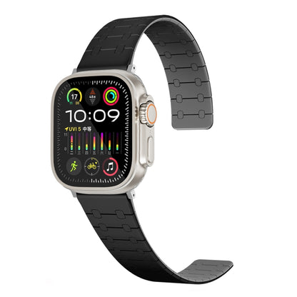 For Apple Watch Series 8 45mm Two Color Loop Magnetic Silicone Watch Band(Black+Grey) - Watch Bands by PMC Jewellery | Online Shopping South Africa | PMC Jewellery