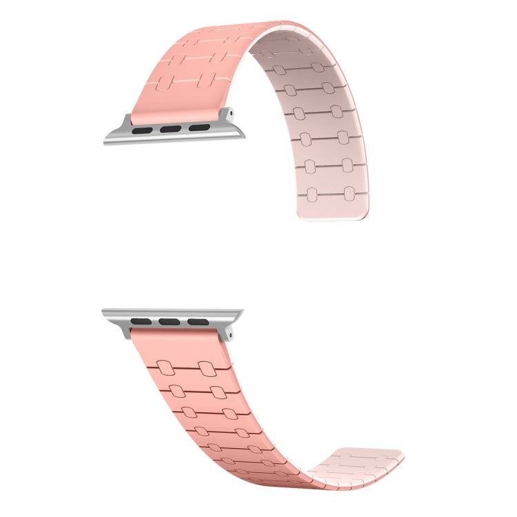 For Apple Watch Series 8 45mm Two Color Loop Magnetic Silicone Watch Band(Peach+Light Pink) - Watch Bands by PMC Jewellery | Online Shopping South Africa | PMC Jewellery