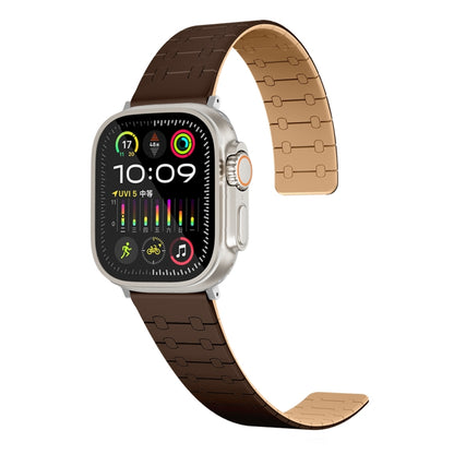 For Apple Watch Series 8 45mm Two Color Loop Magnetic Silicone Watch Band(Dark Brown+Light Brown) - Watch Bands by PMC Jewellery | Online Shopping South Africa | PMC Jewellery