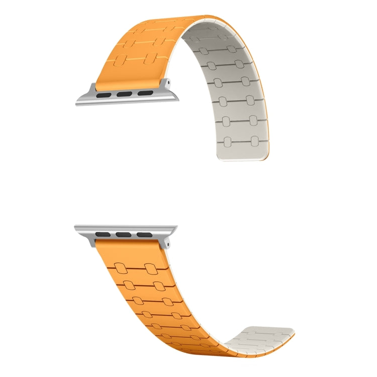 For Apple Watch Series 7 45mm Two Color Loop Magnetic Silicone Watch Band(Orange+Starlight) - Watch Bands by PMC Jewellery | Online Shopping South Africa | PMC Jewellery