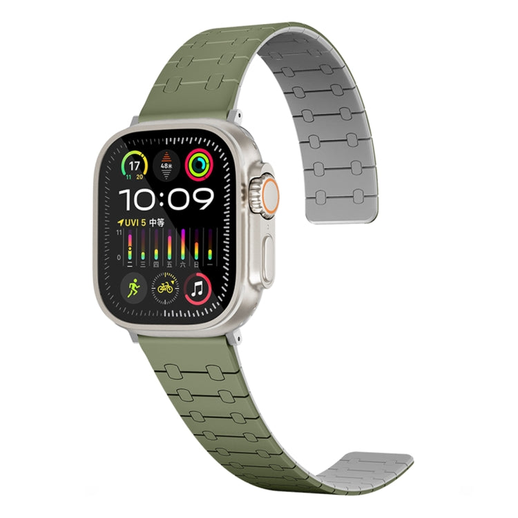 For Apple Watch SE 40mm Two Color Loop Magnetic Silicone Watch Band(Green+Grey) - Watch Bands by PMC Jewellery | Online Shopping South Africa | PMC Jewellery