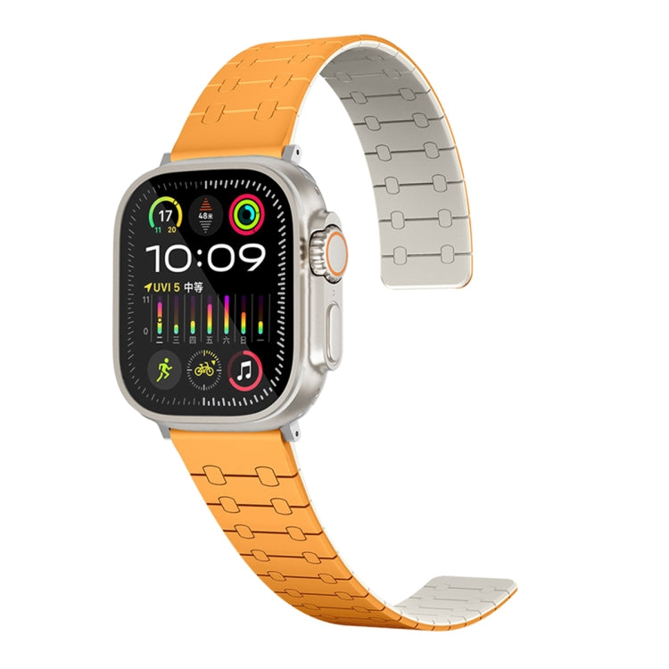 For Apple Watch SE 40mm Two Color Loop Magnetic Silicone Watch Band(Orange+Starlight) - Watch Bands by PMC Jewellery | Online Shopping South Africa | PMC Jewellery