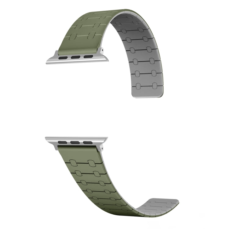For Apple Watch Series 4 44mm Two Color Loop Magnetic Silicone Watch Band(Green+Grey) - Watch Bands by PMC TechLife | Online Shopping South Africa | PMC TechLife