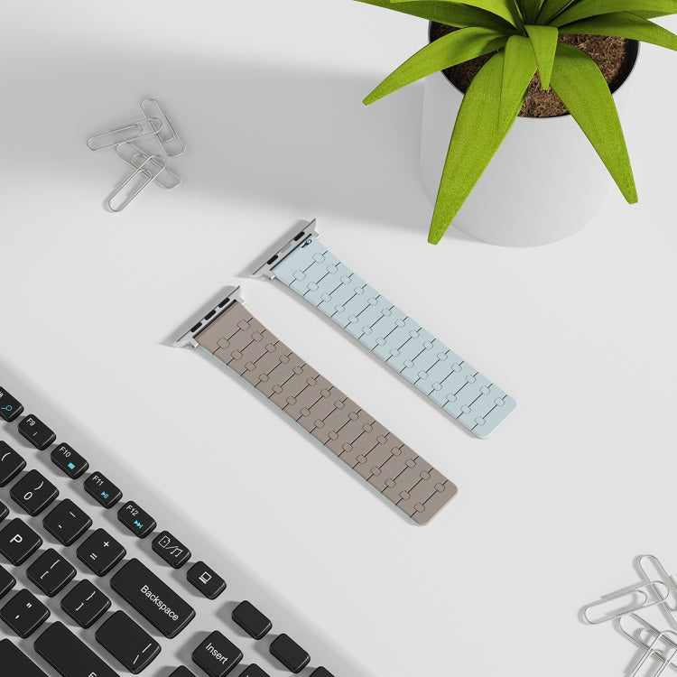 For Apple Watch 38mm Two Color Loop Magnetic Silicone Watch Band(Khaki+Light Green) - free shipping - PMC TechLife - Order now!